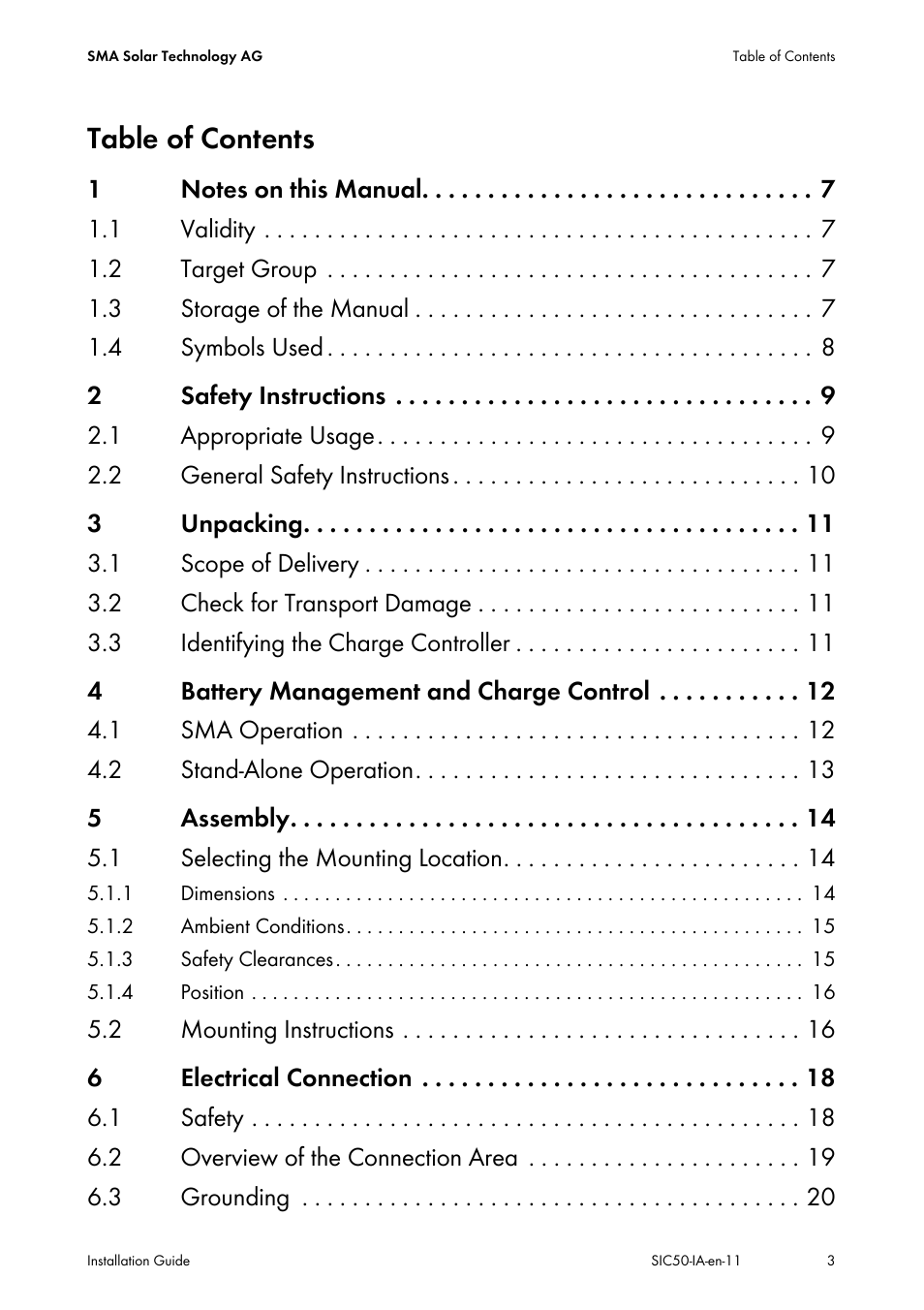 SMA SIC 50 User Manual | Page 3 / 48