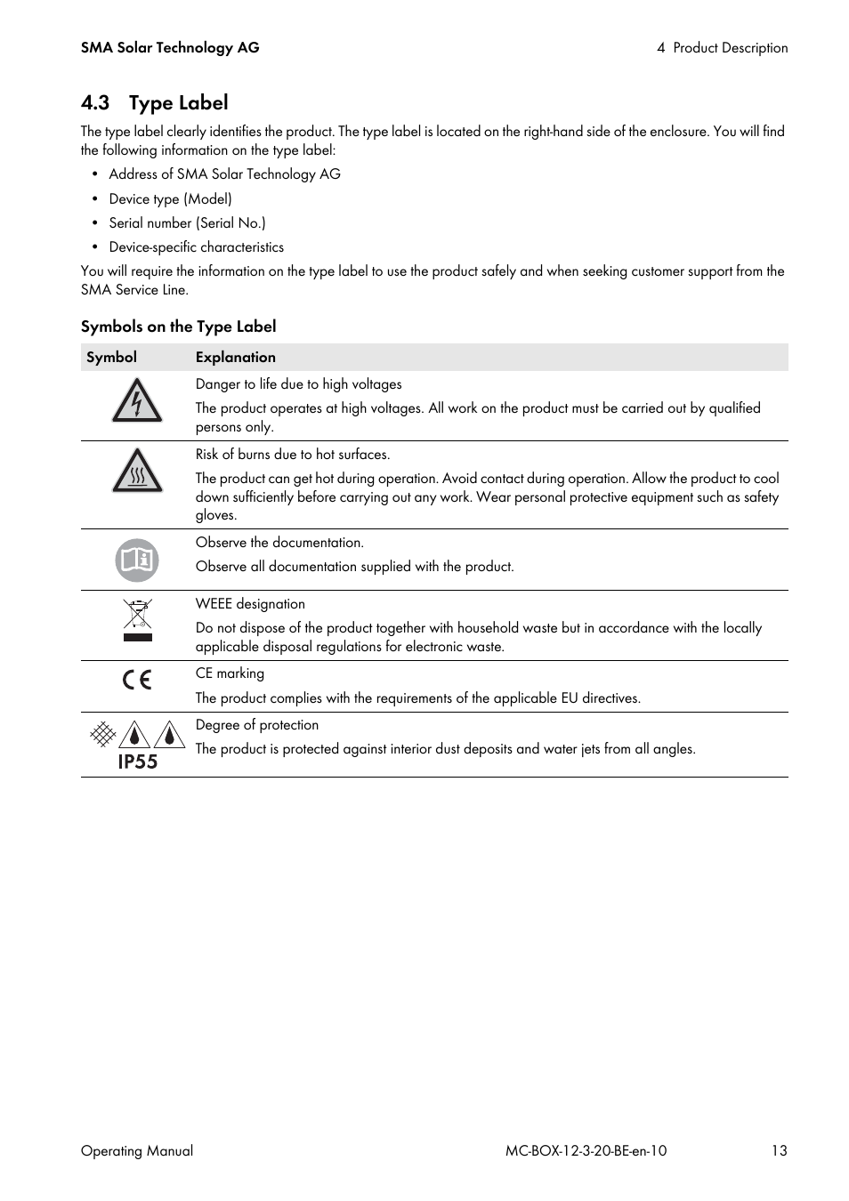 3 type label | SMA MULTICLUSTER BOX 12 User Manual | Page 13 / 48