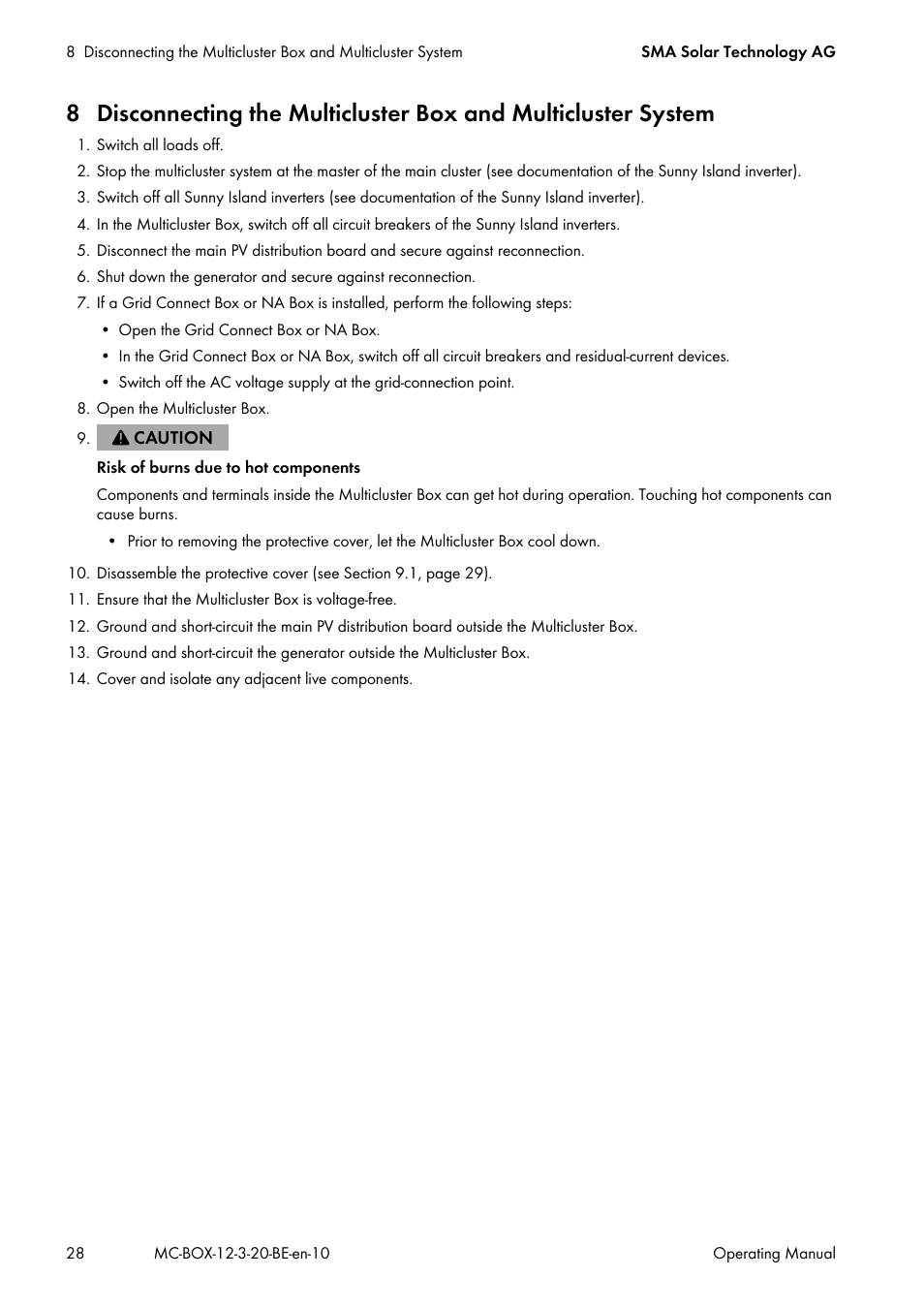 SMA MULTICLUSTER BOX 12 User Manual | Page 28 / 48
