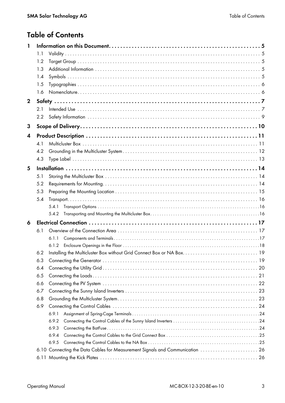 SMA MULTICLUSTER BOX 12 User Manual | Page 3 / 48