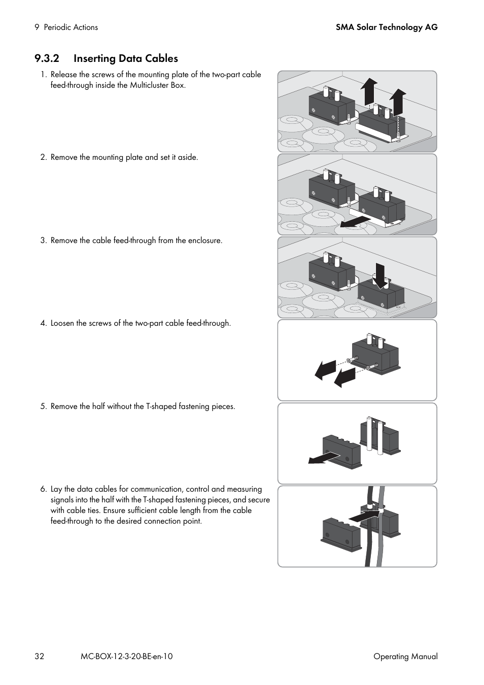 2 inserting data cables | SMA MULTICLUSTER BOX 12 User Manual | Page 32 / 48