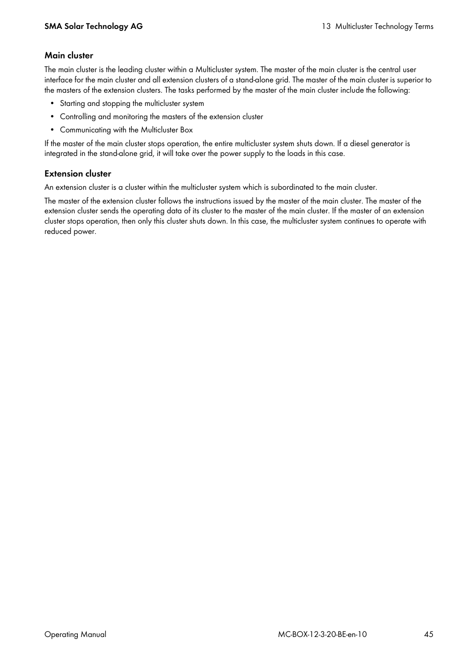 SMA MULTICLUSTER BOX 12 User Manual | Page 45 / 48