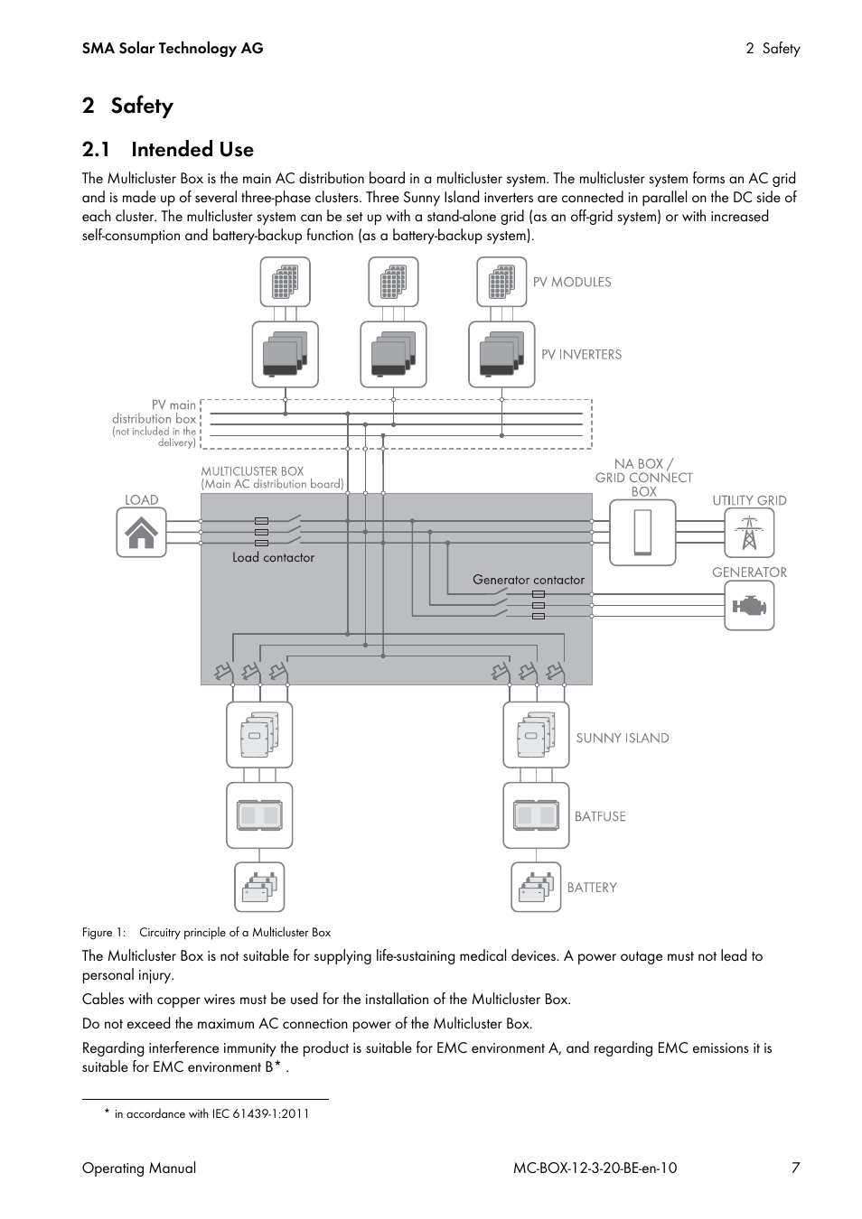 2 safety, 1 intended use | SMA MULTICLUSTER BOX 12 User Manual | Page 7 / 48