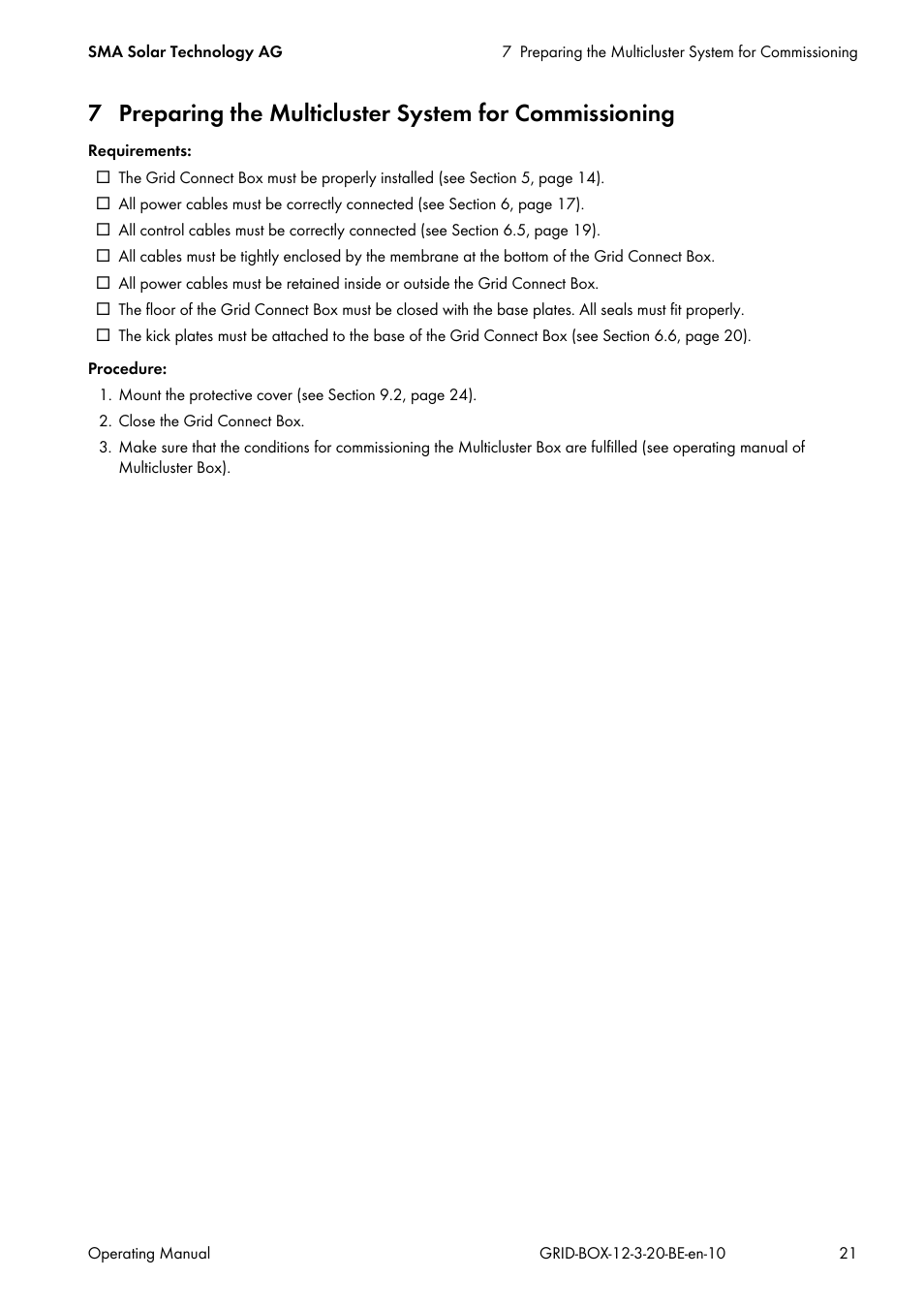 SMA GRID CONNECT BOX 12 User Manual | Page 21 / 40