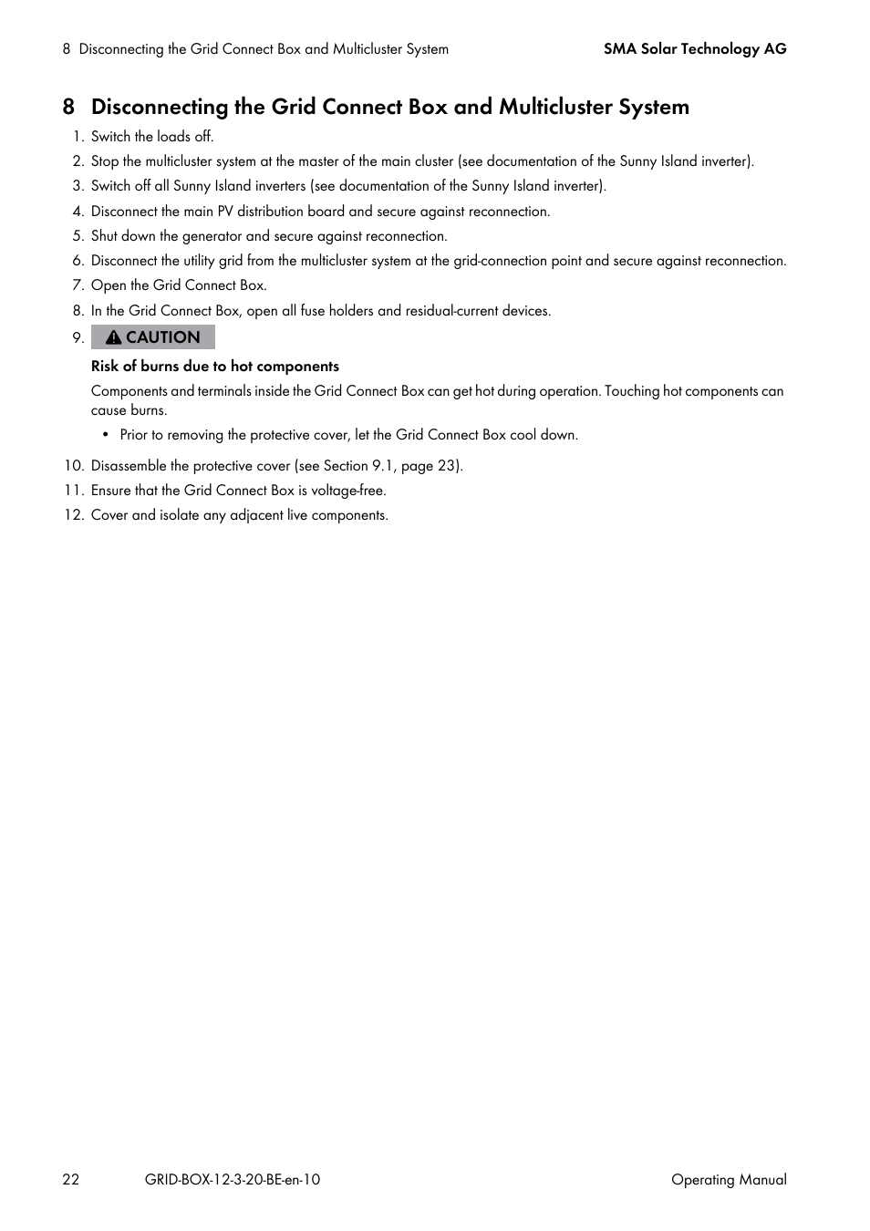 SMA GRID CONNECT BOX 12 User Manual | Page 22 / 40