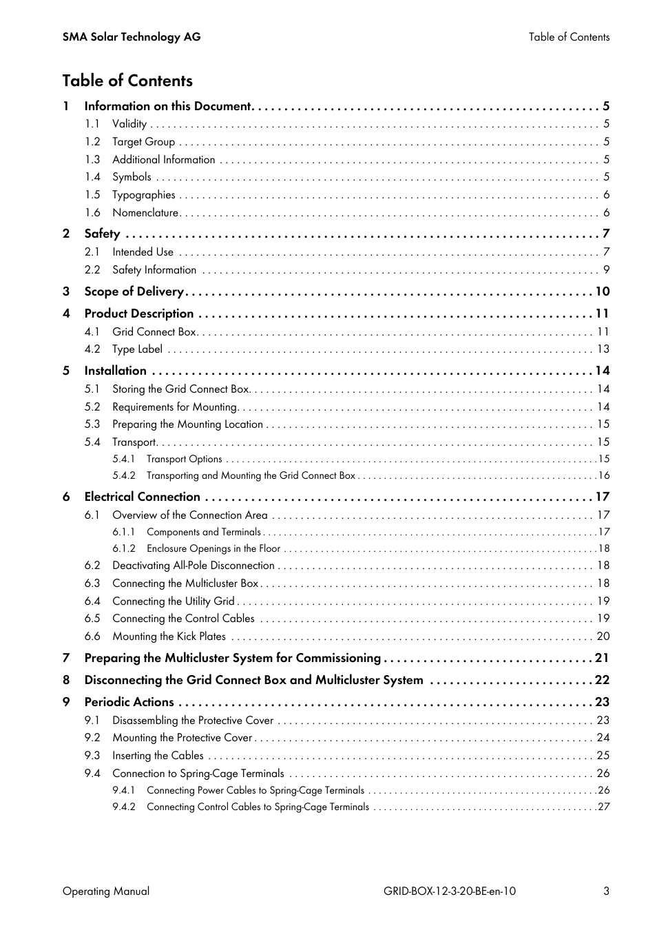 SMA GRID CONNECT BOX 12 User Manual | Page 3 / 40