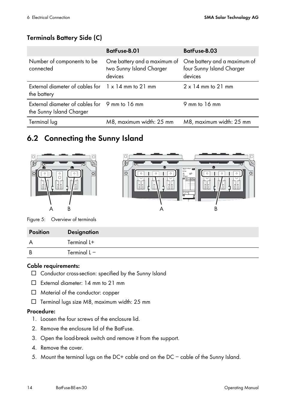 2 connecting the sunny island | SMA BATFUSE-B.01 User Manual | Page 14 / 28