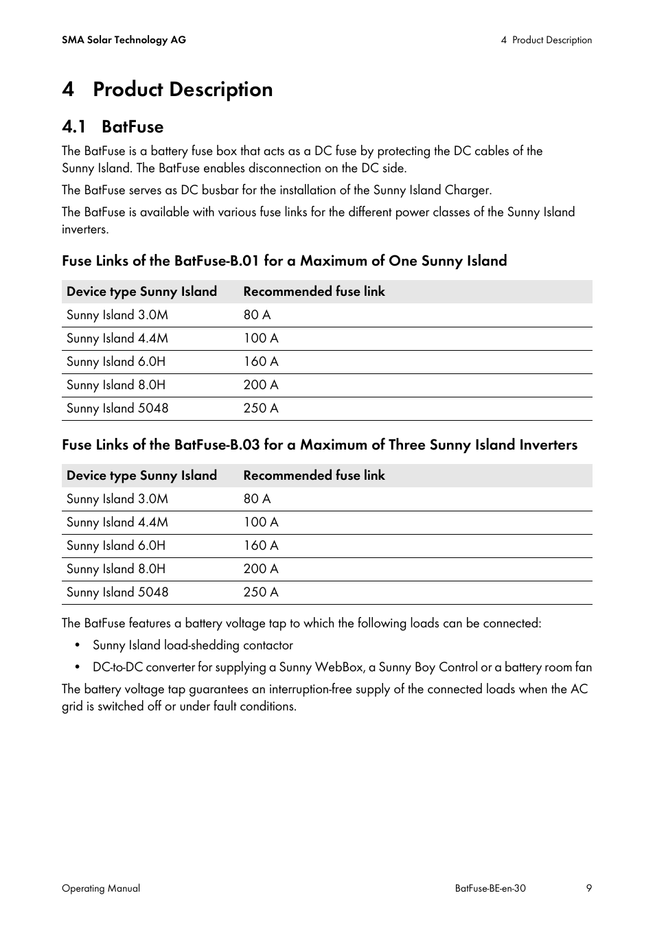 4 product description, 1 batfuse | SMA BATFUSE-B.01 User Manual | Page 9 / 28