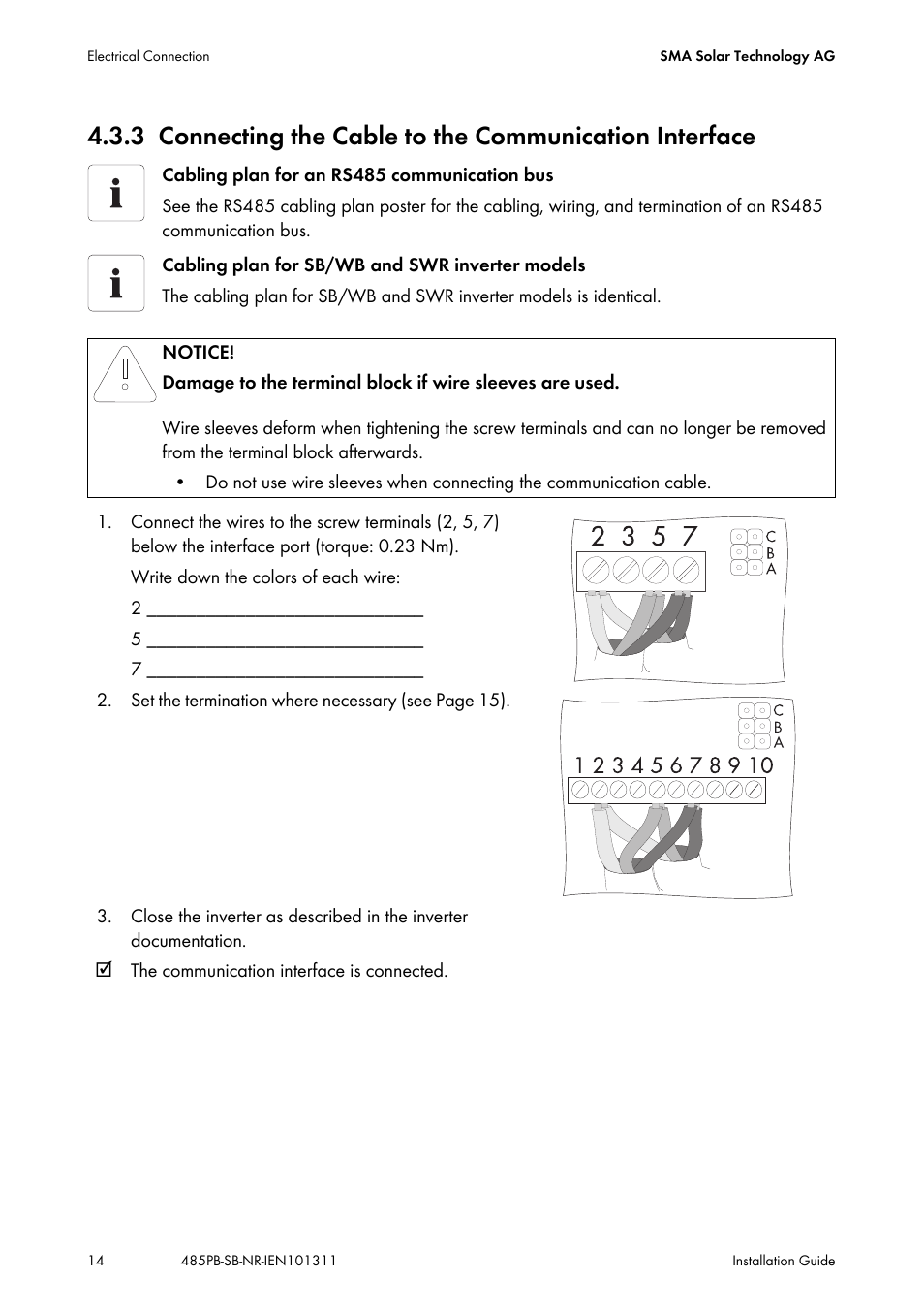 SMA 485PB-NR User Manual | Page 14 / 20