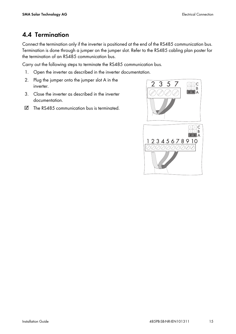 4 termination, Termination | SMA 485PB-NR User Manual | Page 15 / 20