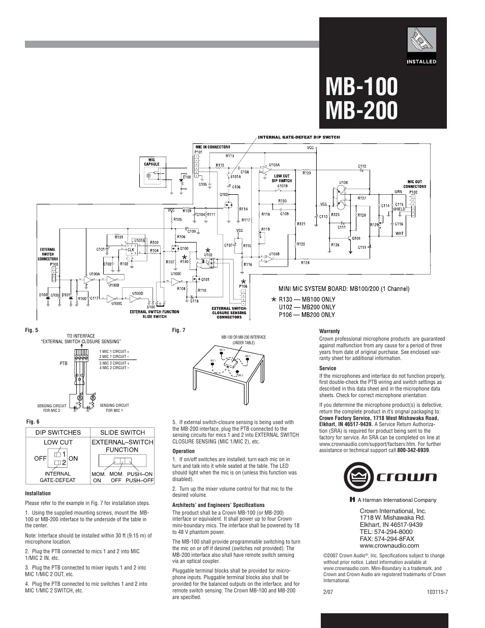 Crown Audio MB-100 User Manual | Page 2 / 2