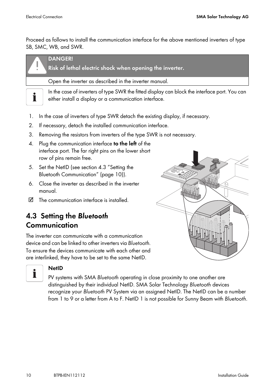 3 setting the bluetooth communication, Setting the bluetooth | SMA BLUETOOTH PIGGY-BACK User Manual | Page 10 / 16