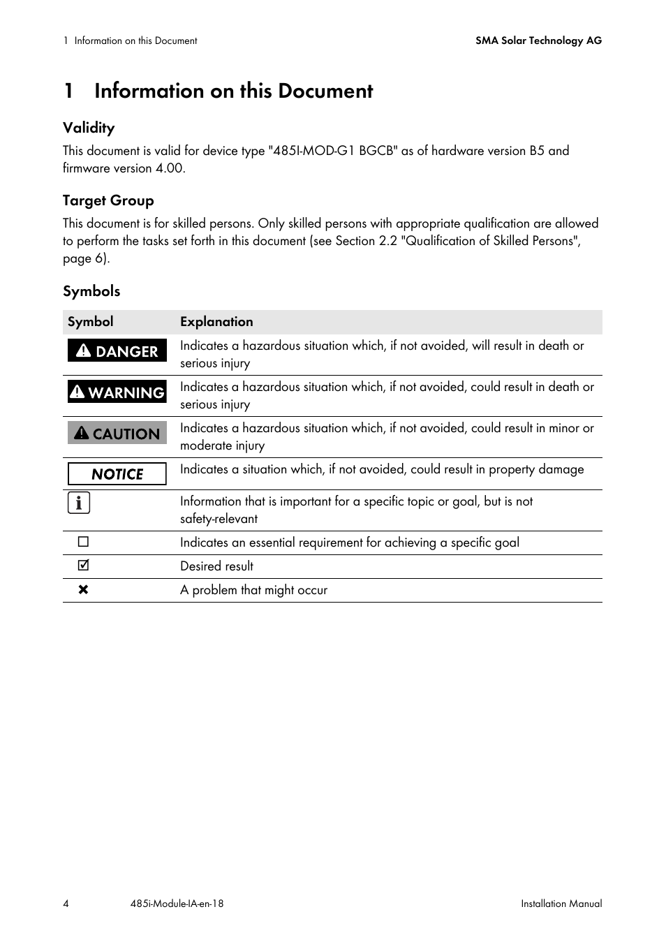 1 information on this document | SMA 485 Data Module User Manual | Page 4 / 24