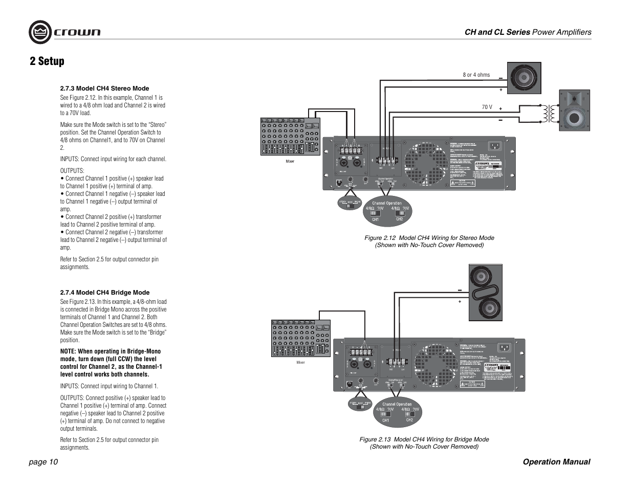 2 setup | Crown Audio CL Series User Manual | Page 10 / 44