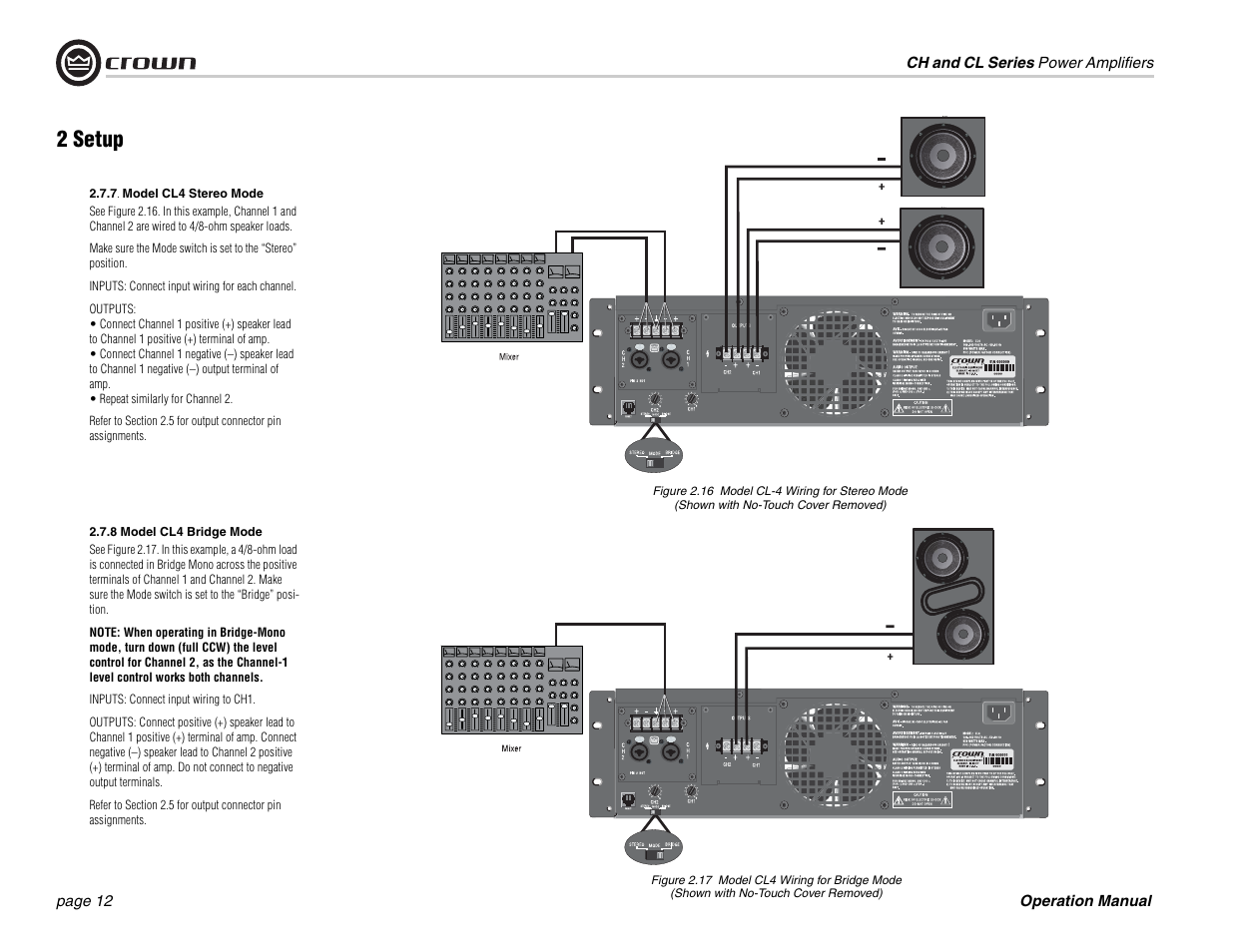 2 setup | Crown Audio CL Series User Manual | Page 12 / 44
