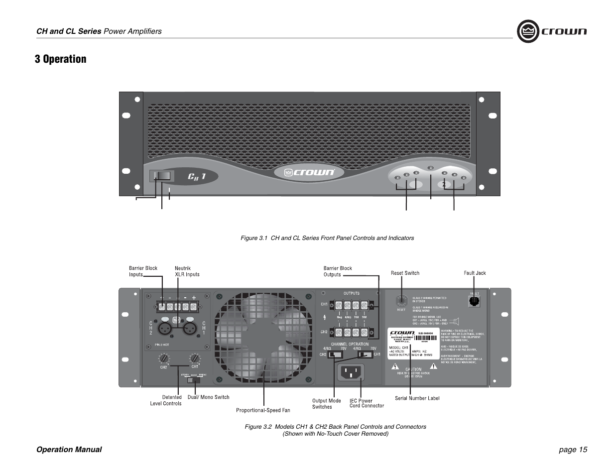 3 operation | Crown Audio CL Series User Manual | Page 15 / 44