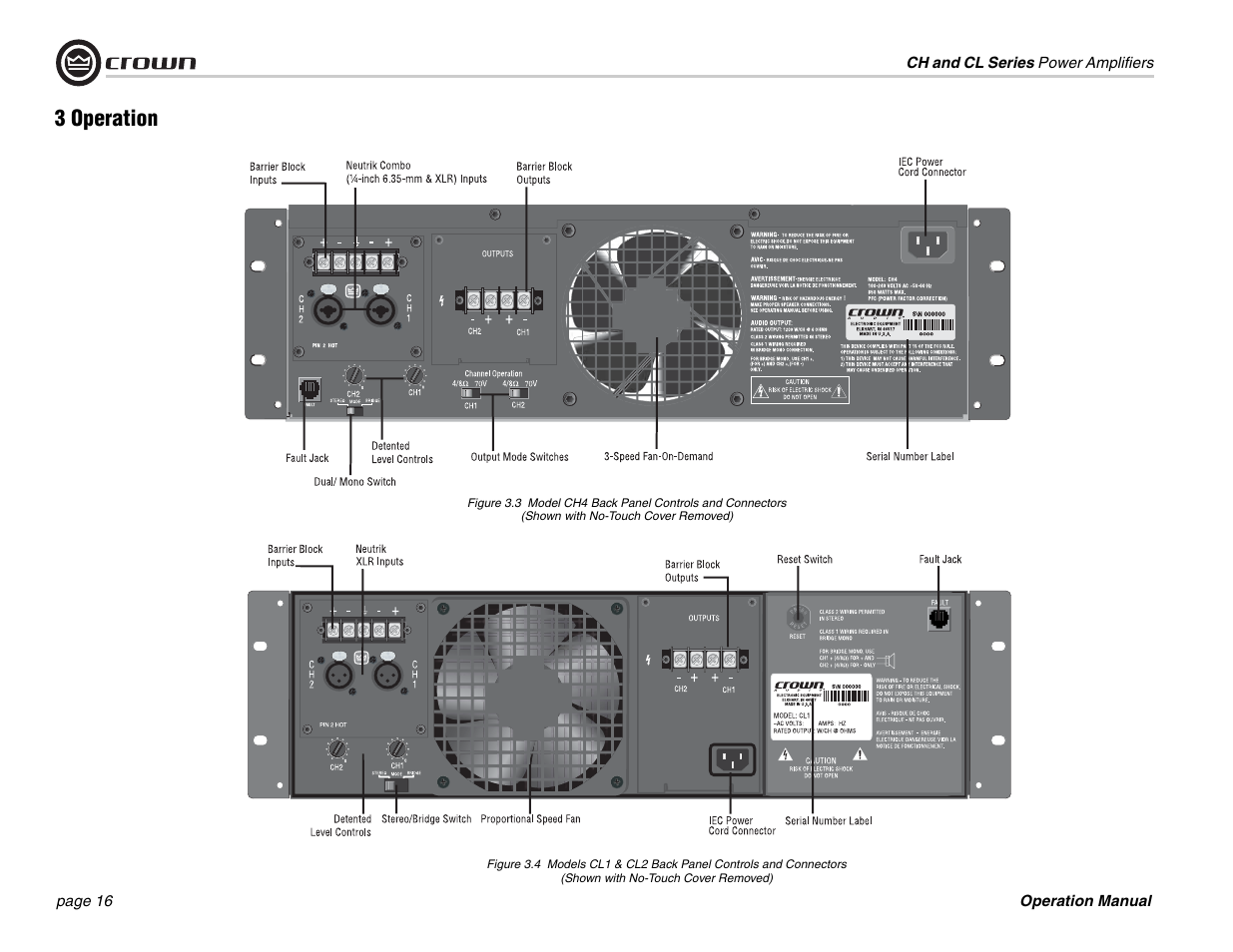 3 operation | Crown Audio CL Series User Manual | Page 16 / 44