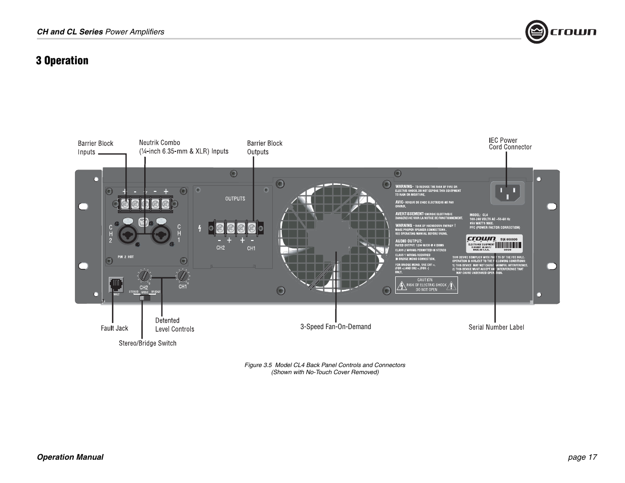 3 operation | Crown Audio CL Series User Manual | Page 17 / 44