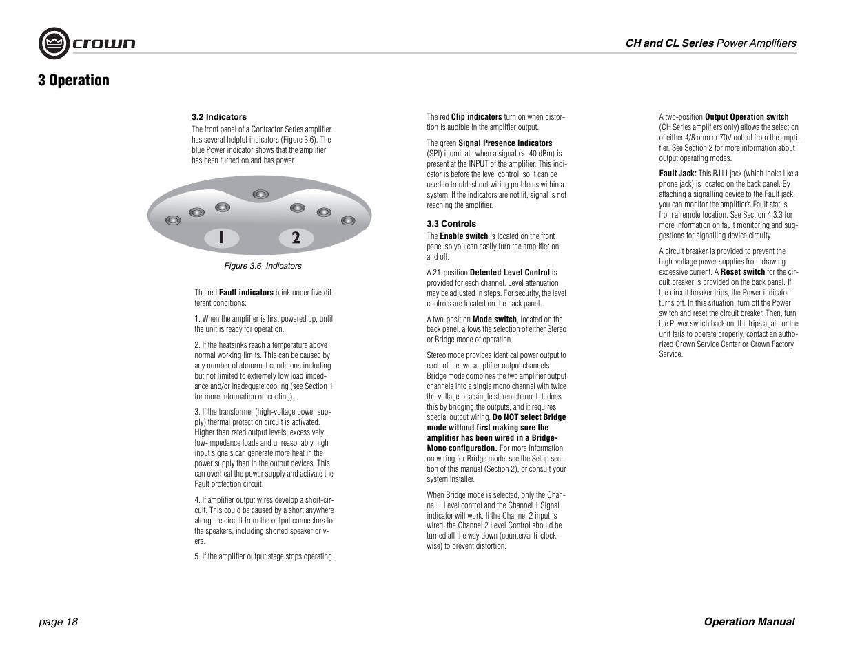 3 operation | Crown Audio CL Series User Manual | Page 18 / 44