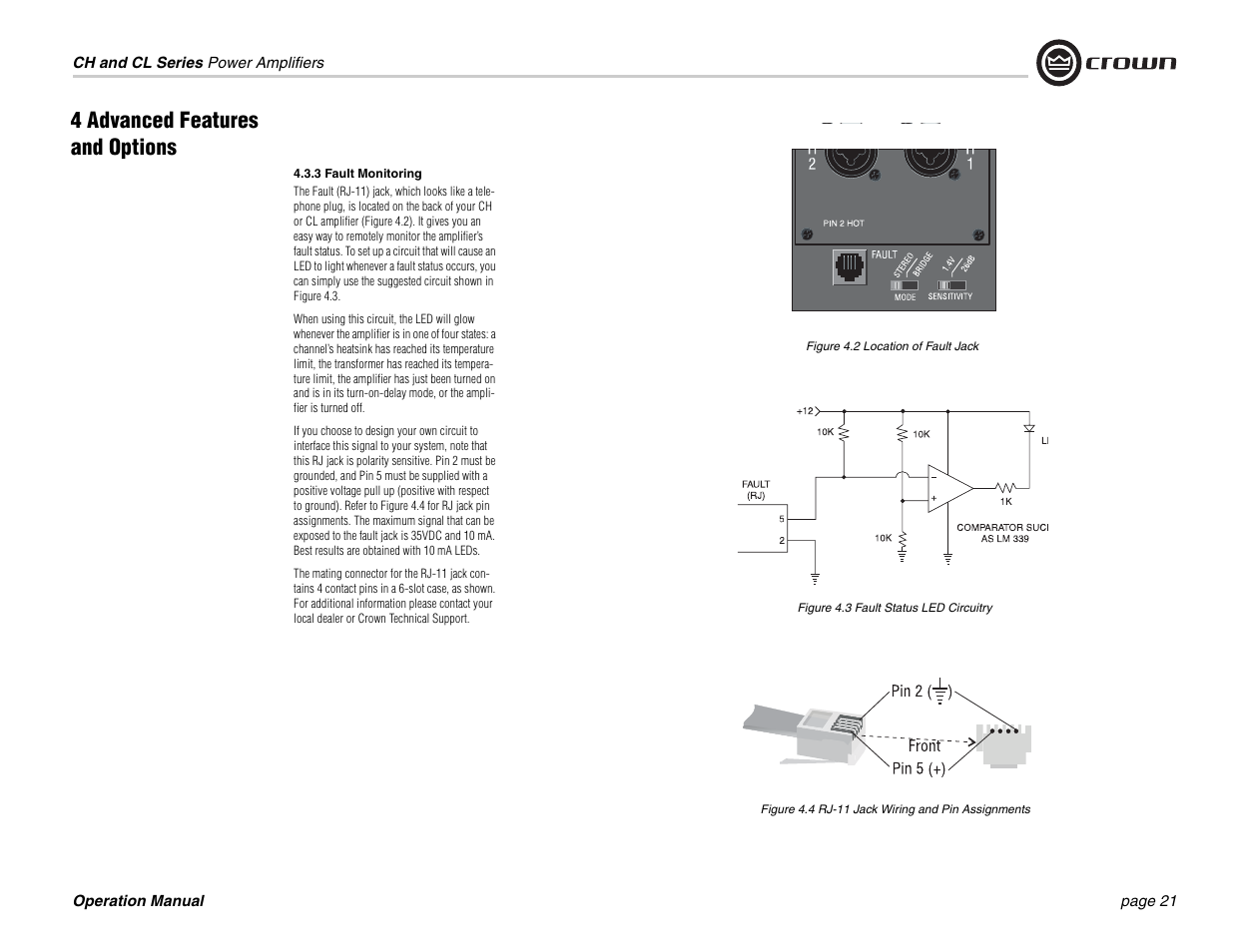 4 advanced features and options | Crown Audio CL Series User Manual | Page 21 / 44