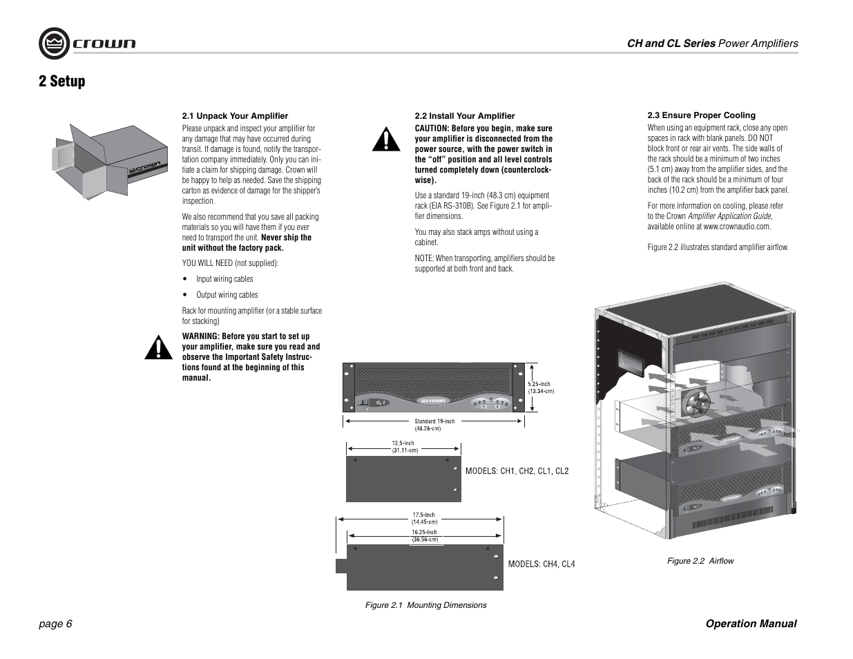 2 setup | Crown Audio CL Series User Manual | Page 6 / 44