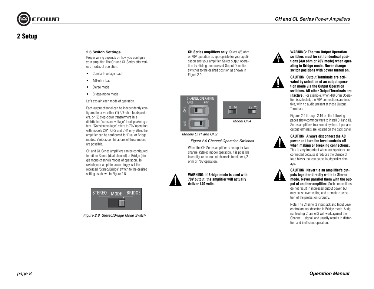 2 setup | Crown Audio CL Series User Manual | Page 8 / 44