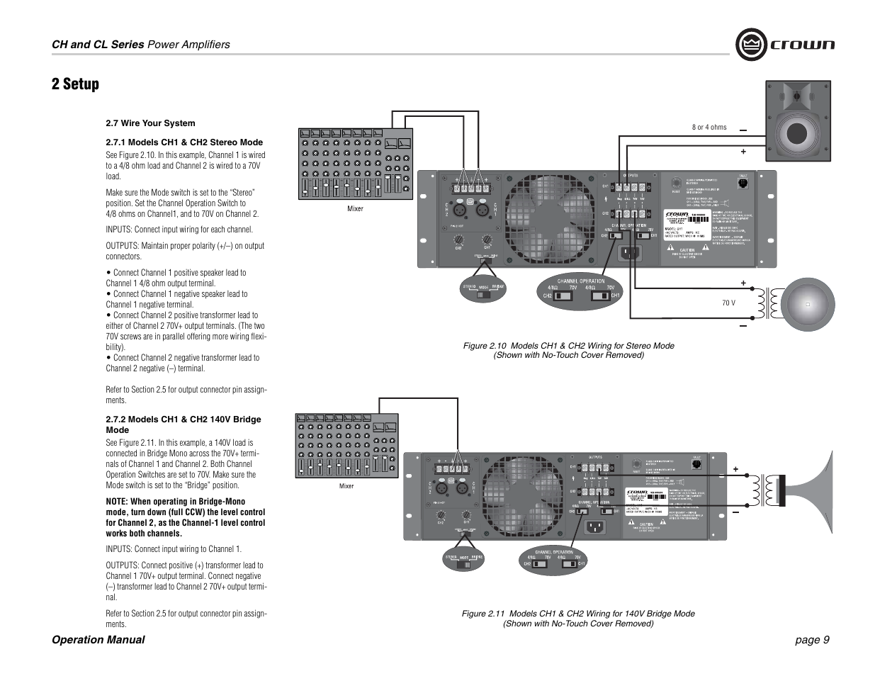 2 setup | Crown Audio CL Series User Manual | Page 9 / 44