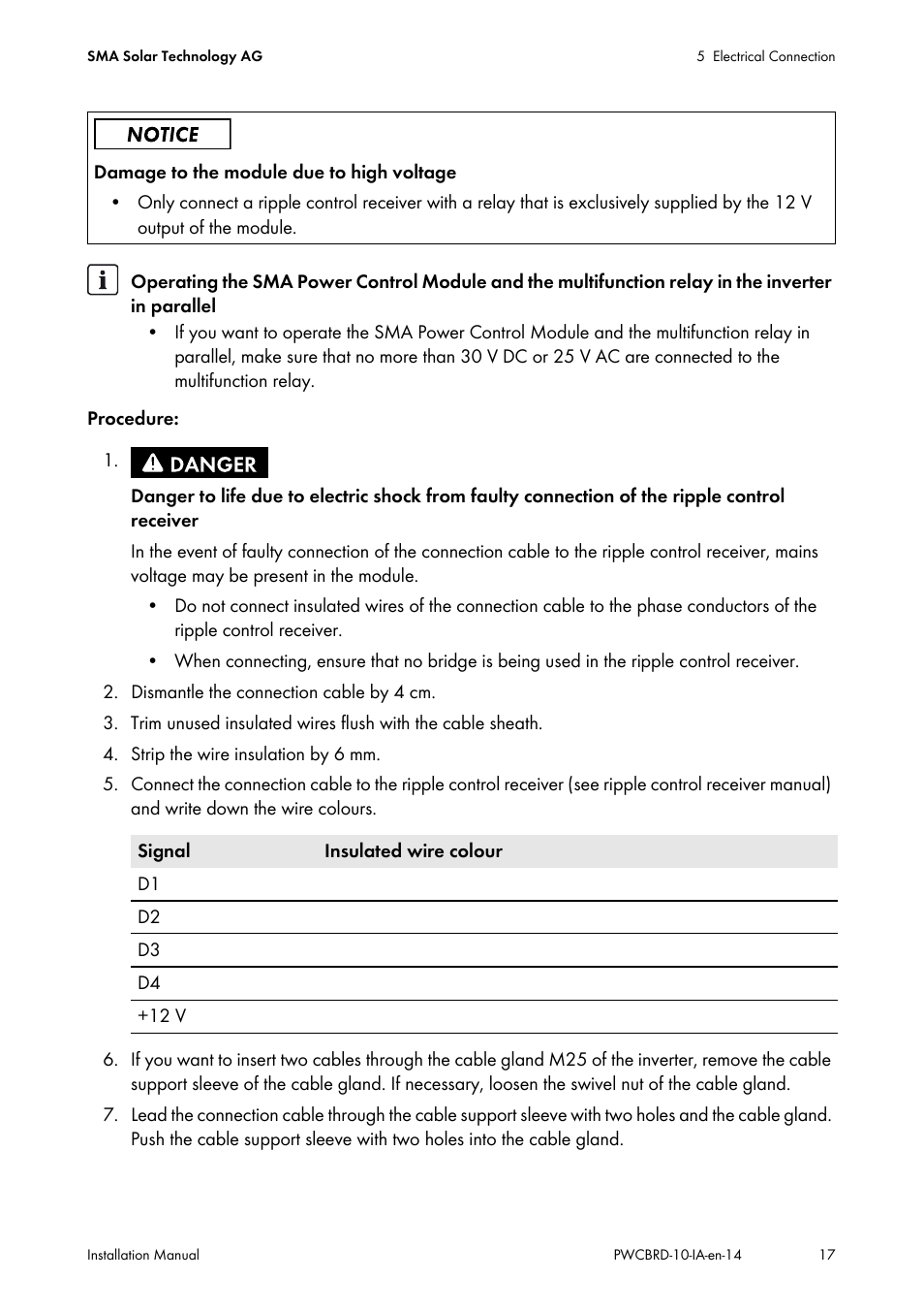 SMA POWER CONTROL MODULE User Manual | Page 17 / 28