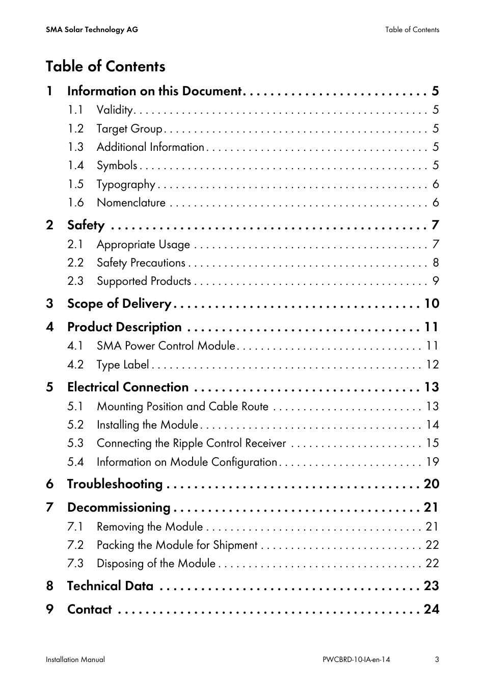 SMA POWER CONTROL MODULE User Manual | Page 3 / 28