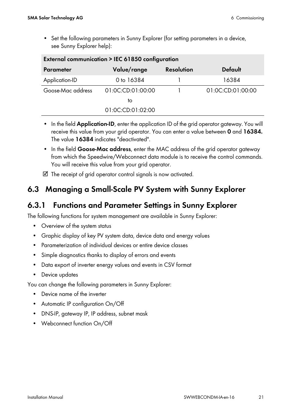 SMA SPEEDWIRE V.1.6 User Manual | Page 21 / 32