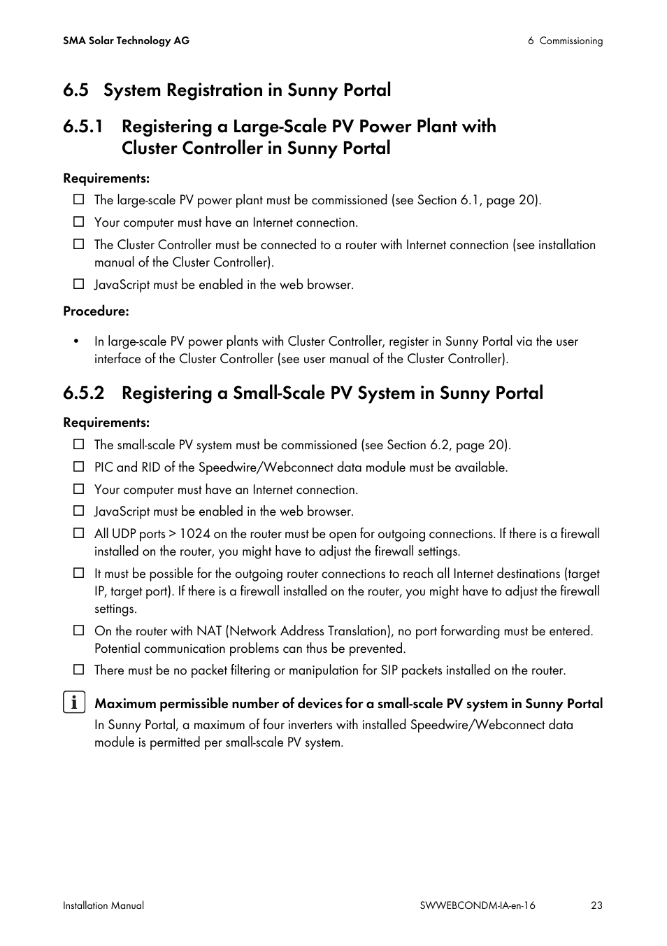 5 system registration in sunny portal, In sunny portal | SMA SPEEDWIRE V.1.6 User Manual | Page 23 / 32