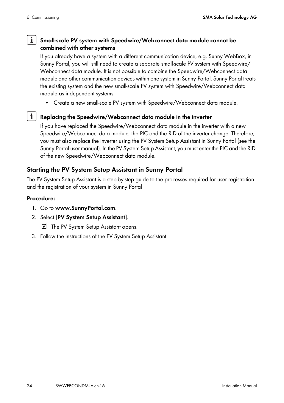 SMA SPEEDWIRE V.1.6 User Manual | Page 24 / 32