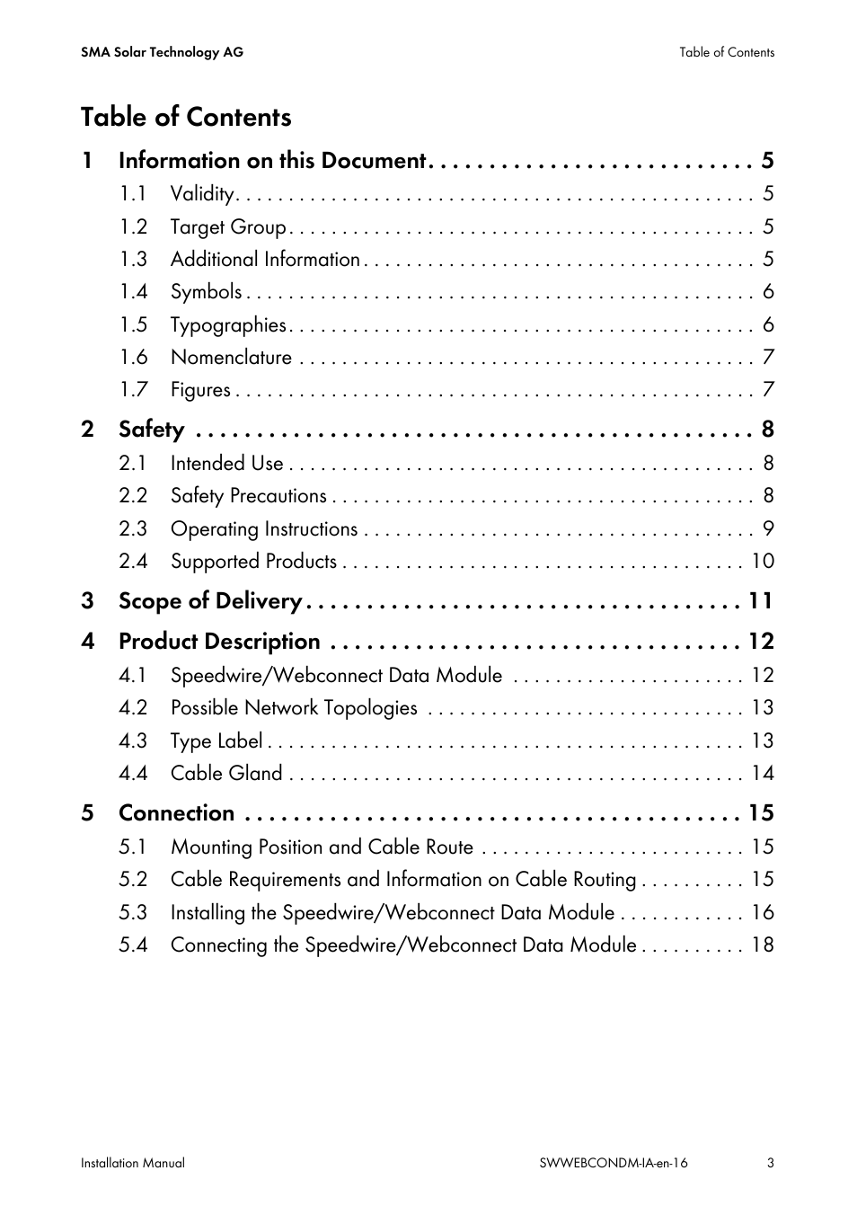 SMA SPEEDWIRE V.1.6 User Manual | Page 3 / 32