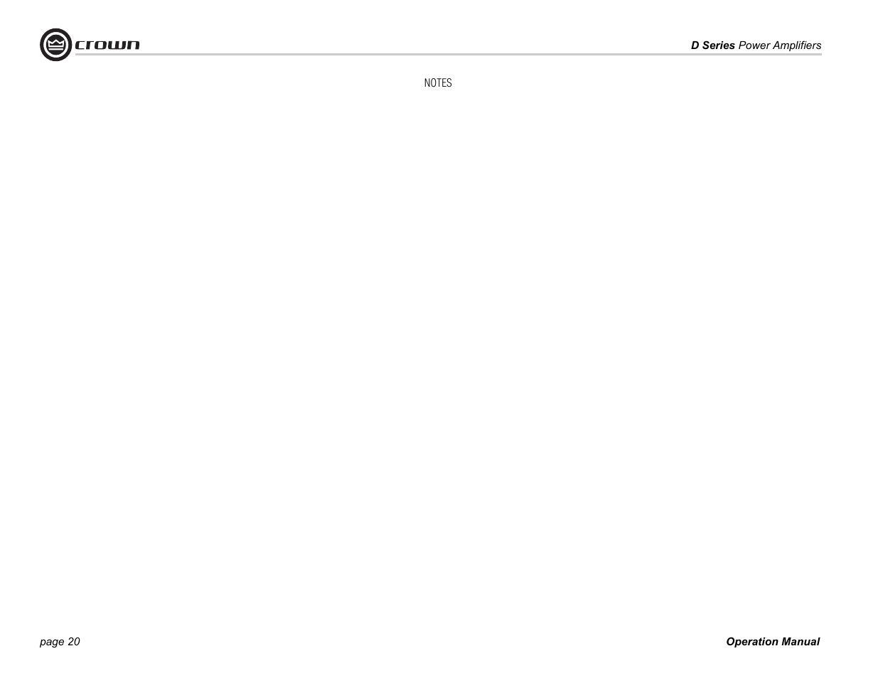 Crown Audio D Series User Manual | Page 20 / 24