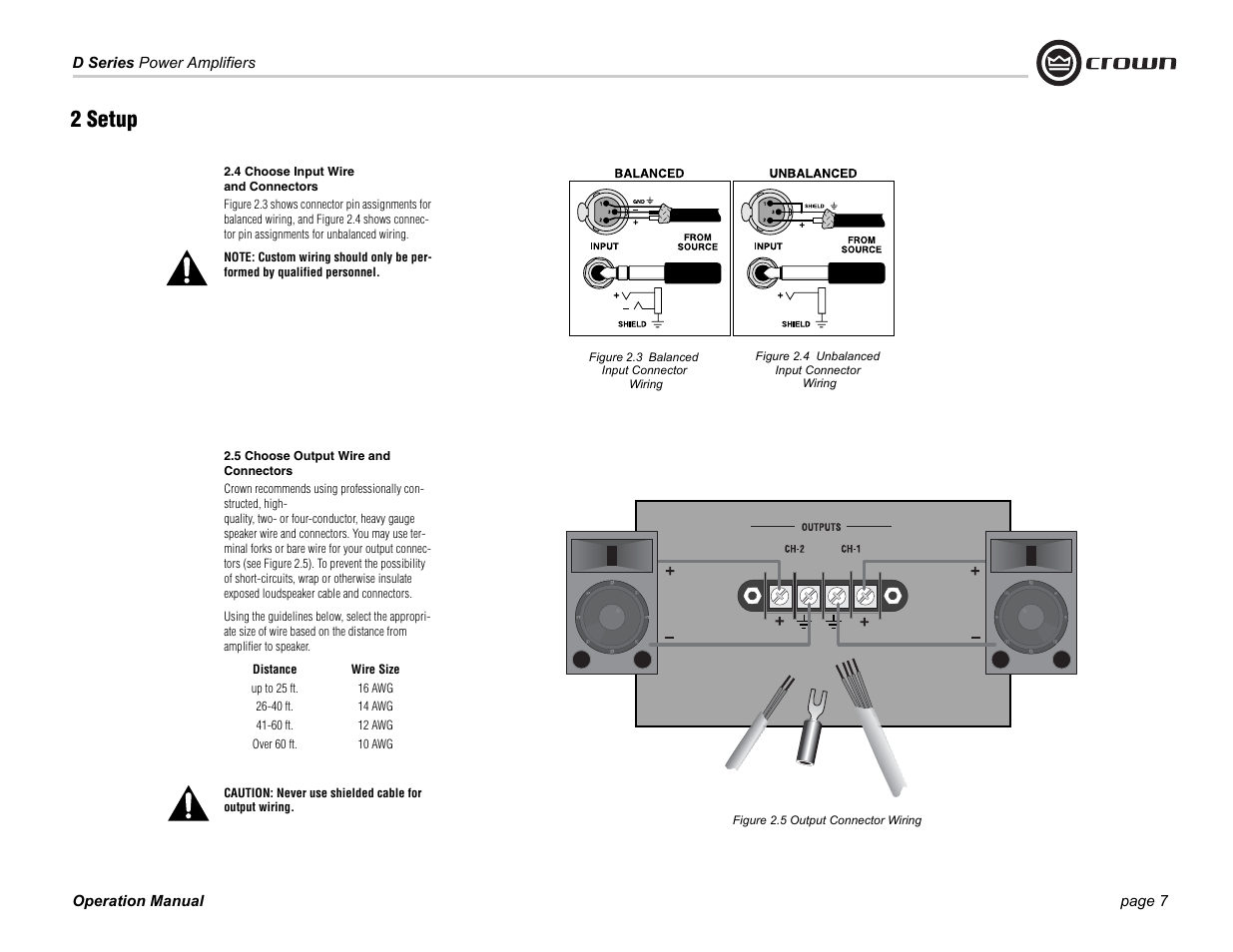 2 setup | Crown Audio D Series User Manual | Page 7 / 24