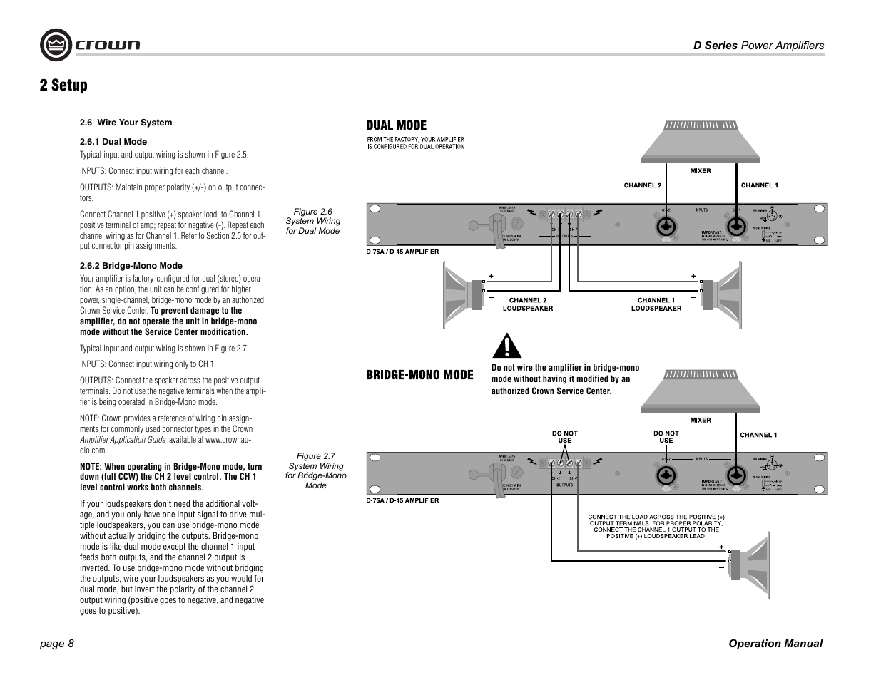 2 setup | Crown Audio D Series User Manual | Page 8 / 24