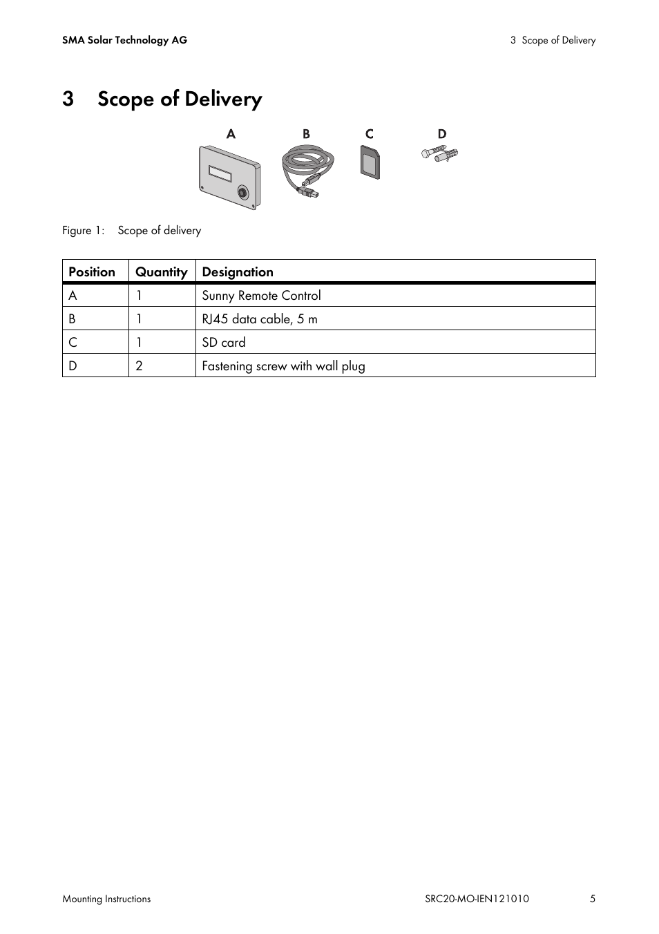 3 scope of delivery | SMA SRC-20 User Manual | Page 5 / 12