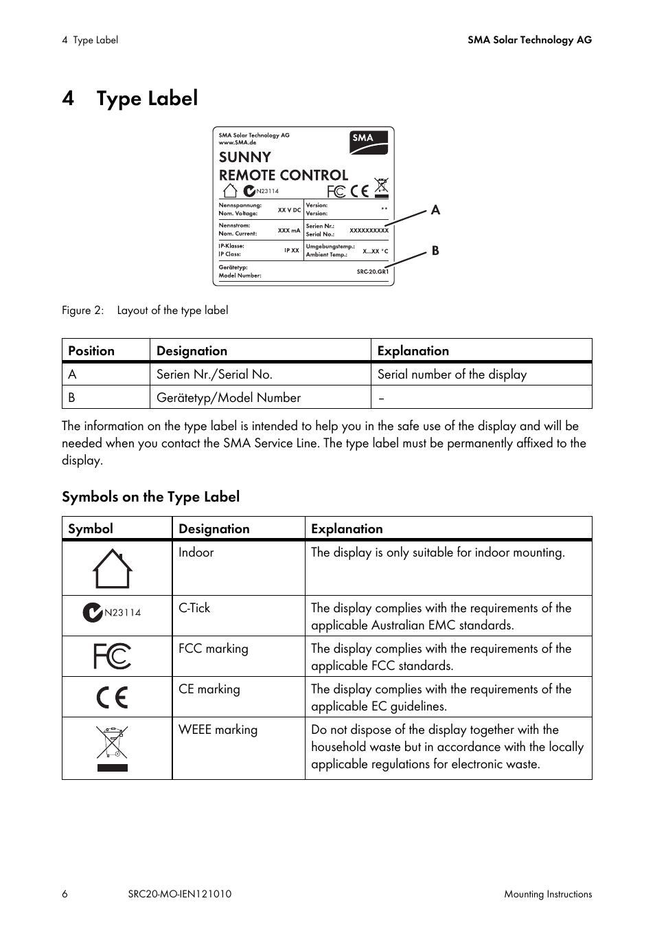 4 type label | SMA SRC-20 User Manual | Page 6 / 12
