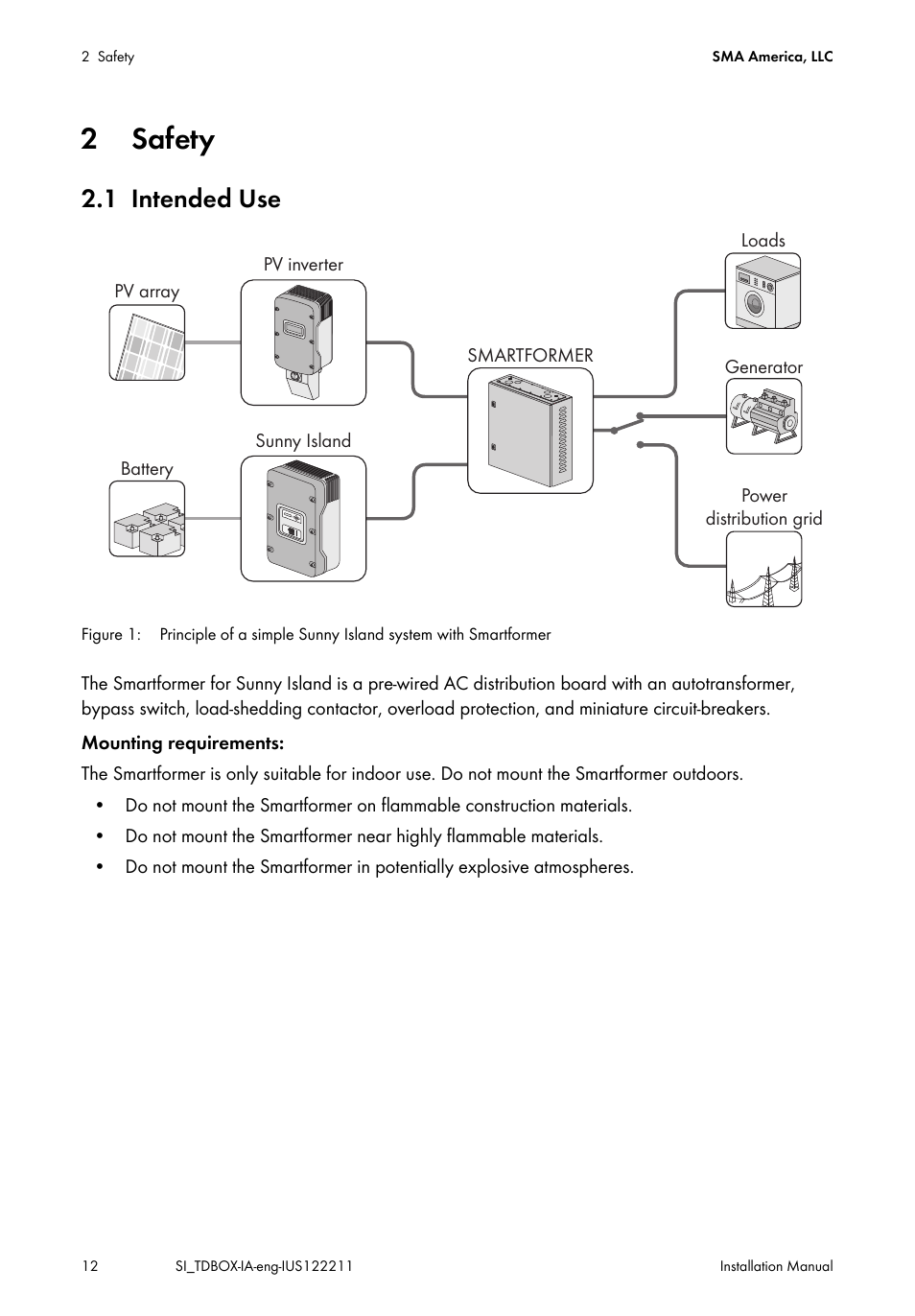 2 safety, 1 intended use, Safety | Intended use | SMA SI-TB-BOX-10 User Manual | Page 12 / 72