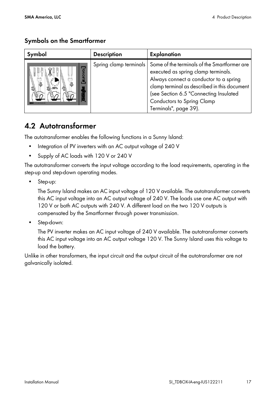 2 autotransformer, Autotransformer | SMA SI-TB-BOX-10 User Manual | Page 17 / 72