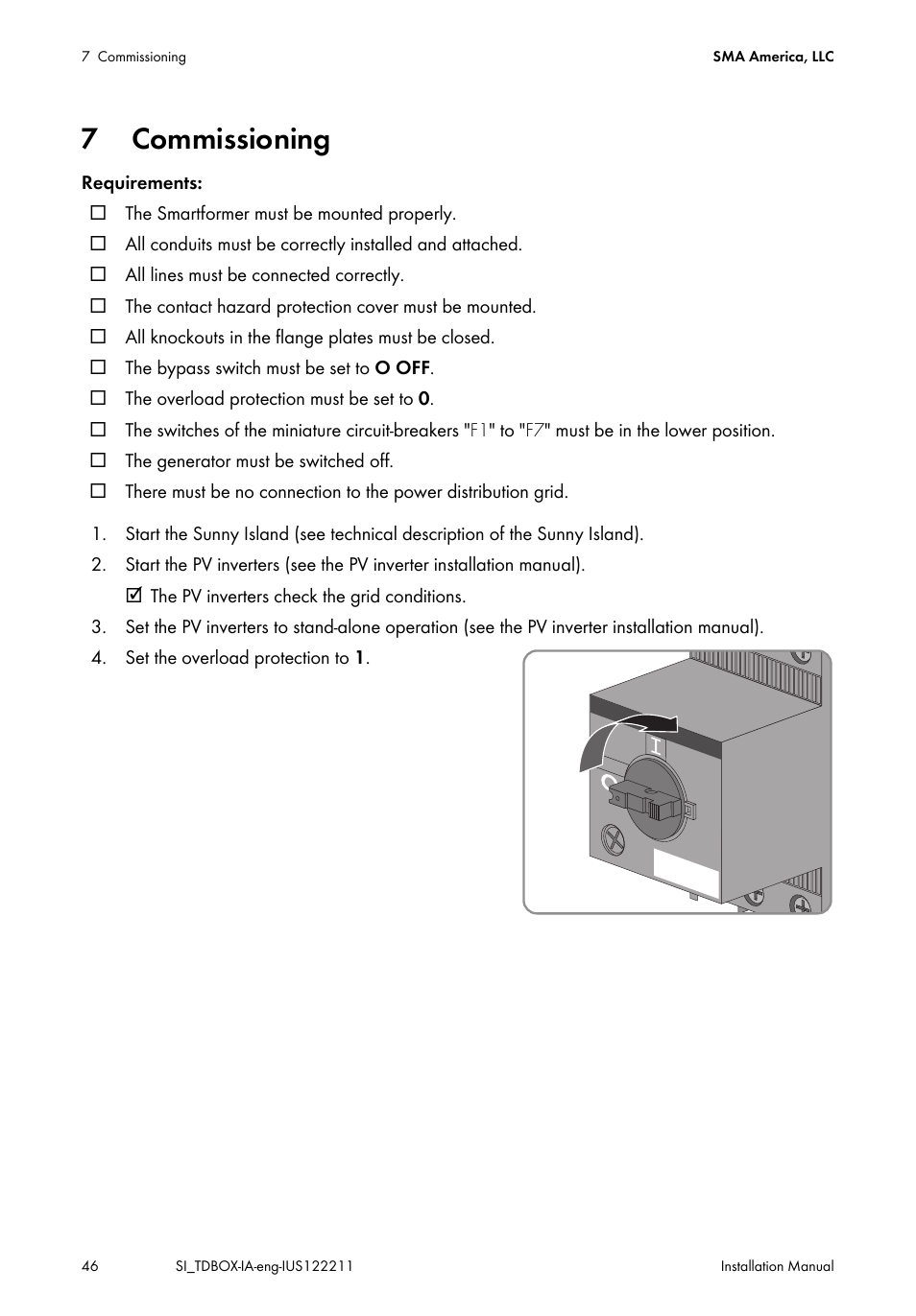 7 commissioning, Commissioning | SMA SI-TB-BOX-10 User Manual | Page 46 / 72