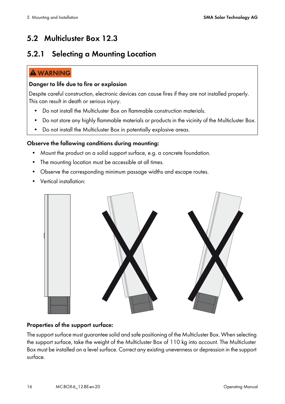 2 multicluster box 12.3, 1 selecting a mounting location | SMA MC-Box 6.3 User Manual | Page 16 / 48