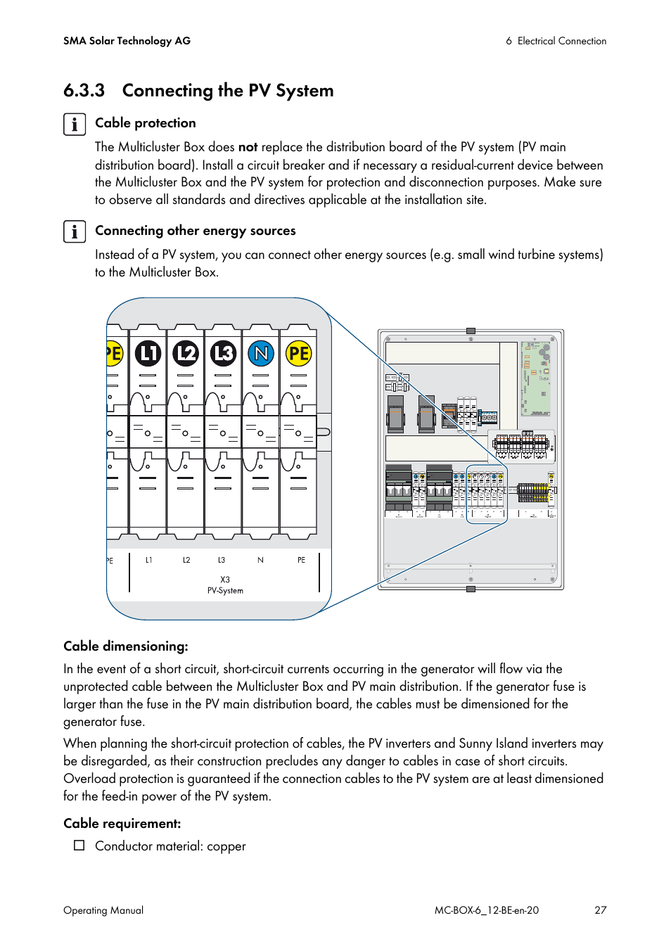 3 connecting the pv system | SMA MC-Box 6.3 User Manual | Page 27 / 48