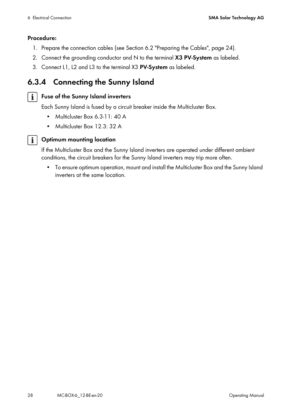4 connecting the sunny island | SMA MC-Box 6.3 User Manual | Page 28 / 48