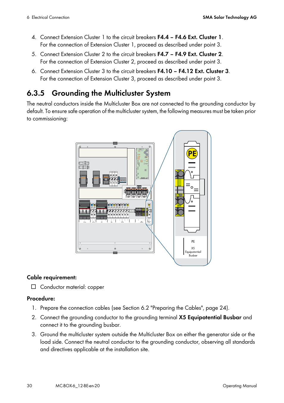 5 grounding the multicluster system | SMA MC-Box 6.3 User Manual | Page 30 / 48