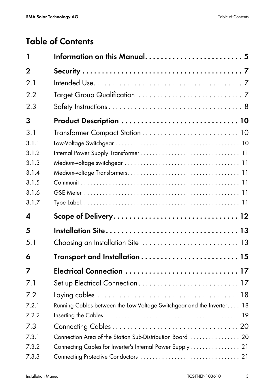 SMA TCS 500-SC User Manual | Page 3 / 40