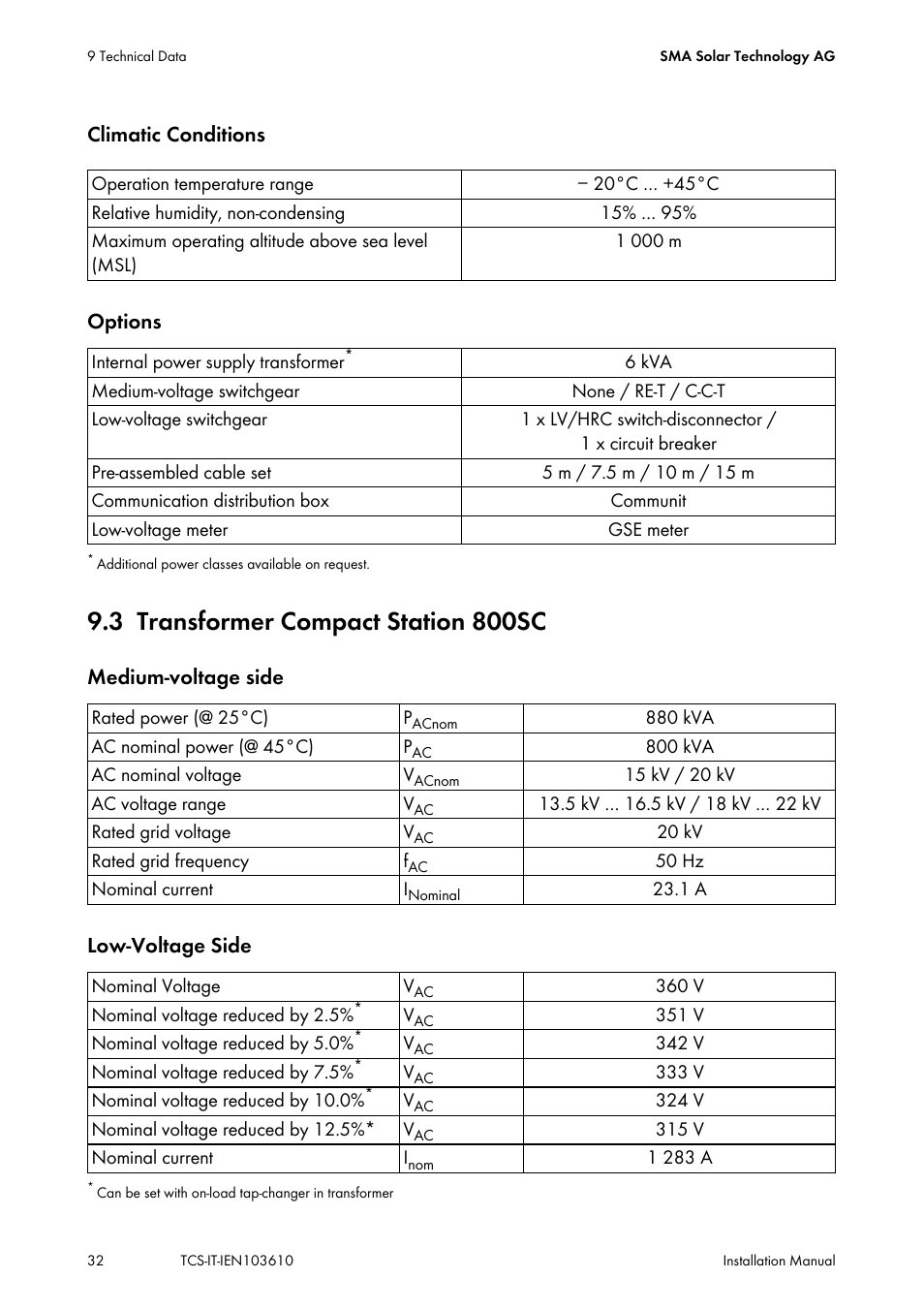 3 transformer compact station 800sc, Transformer compact station 800sc | SMA TCS 500-SC User Manual | Page 32 / 40