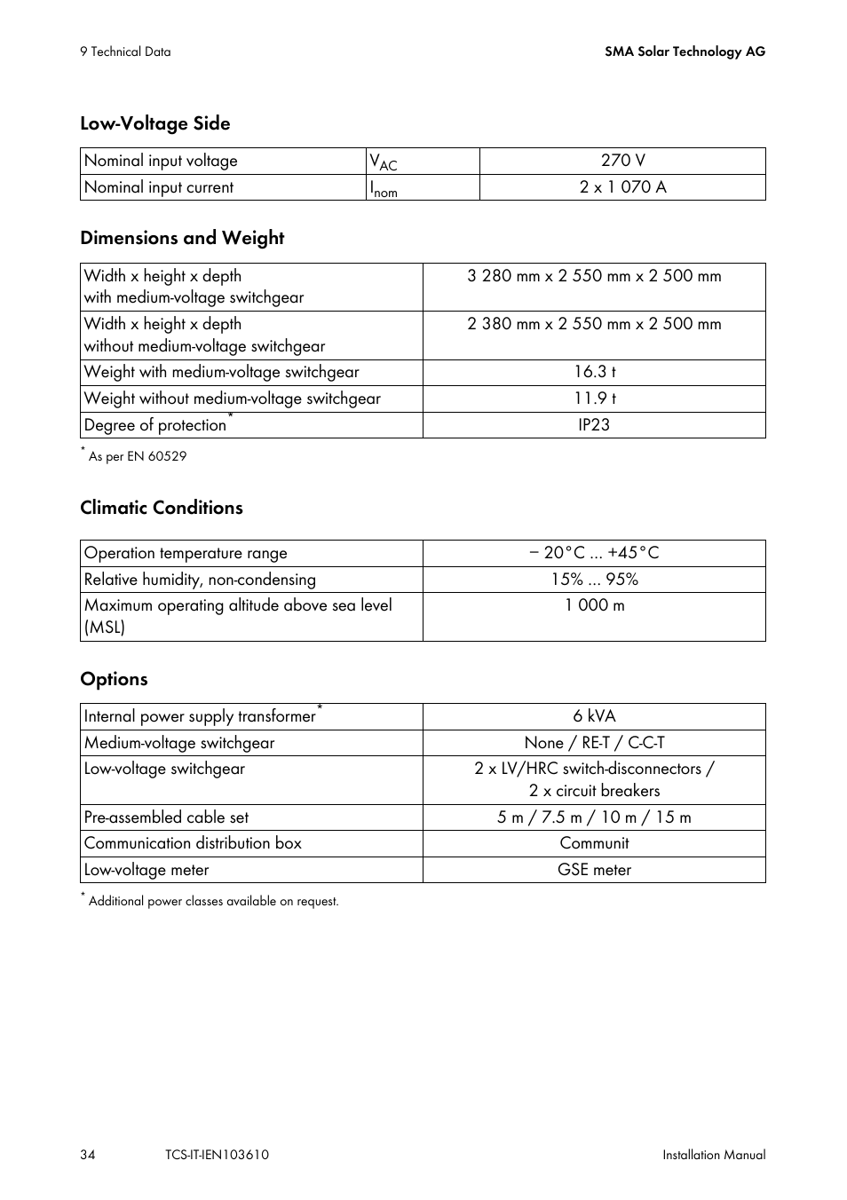 SMA TCS 500-SC User Manual | Page 34 / 40
