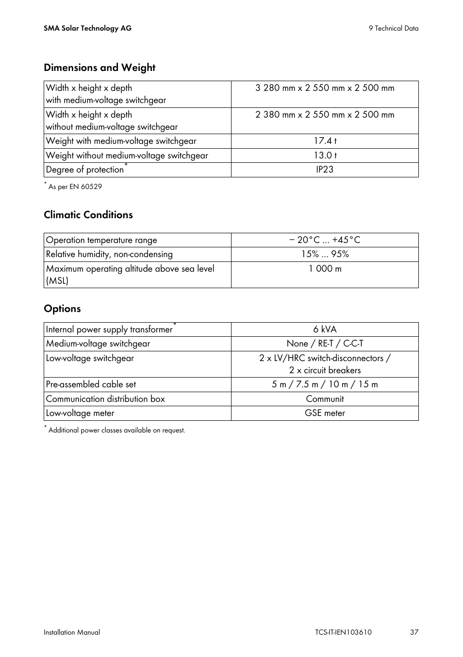 SMA TCS 500-SC User Manual | Page 37 / 40