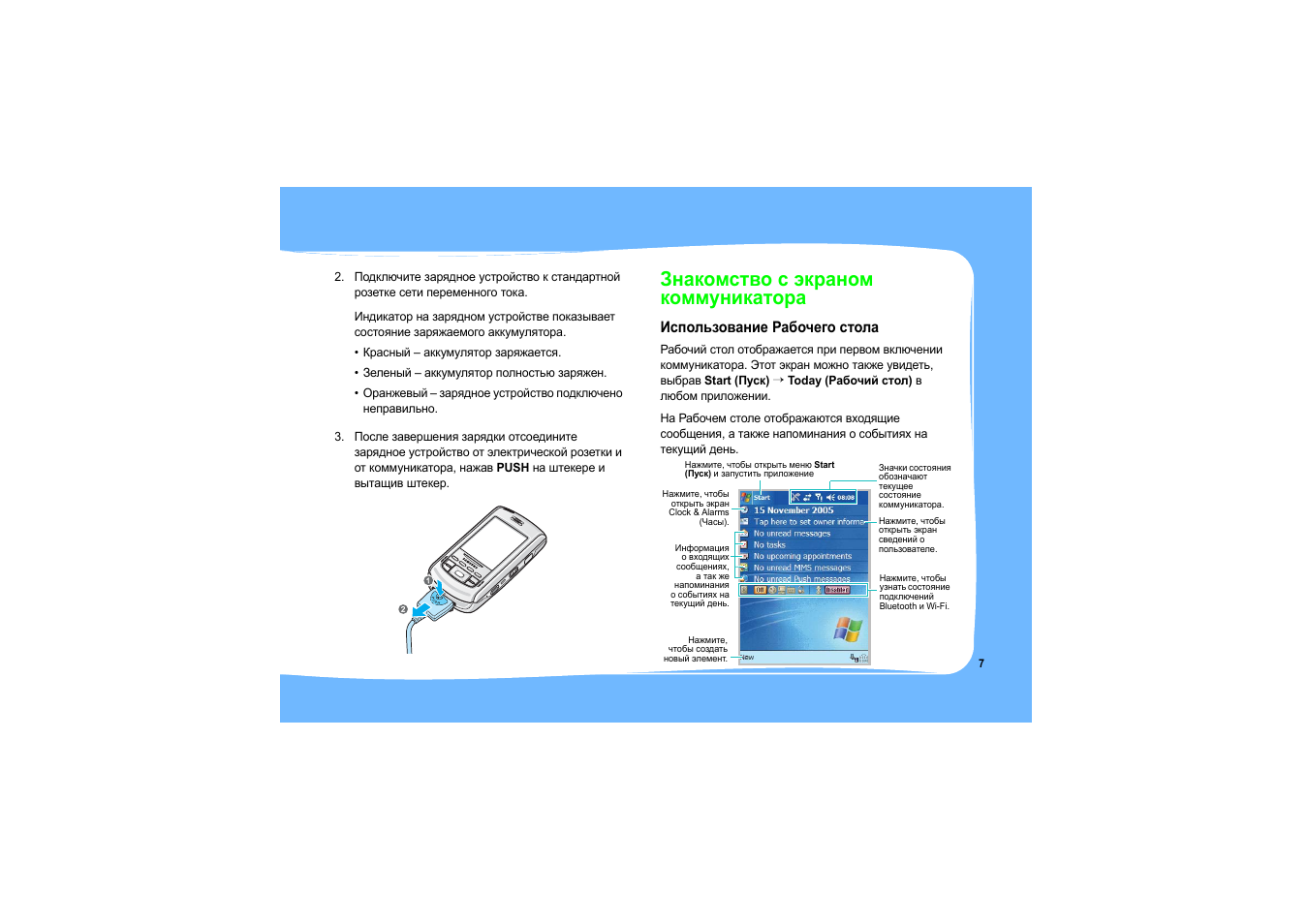 Знакомство с экраном коммуникатора, Использование рабочего стола | Samsung SGH-i750 User Manual | Page 10 / 26